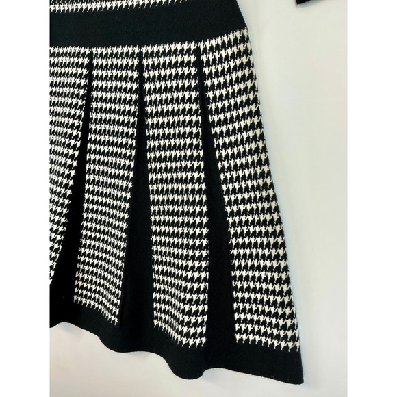 Ralph Lauren Sweater Dress XS Black White Houndstooth Pleated Knit Old Money - Picture 5 of 13